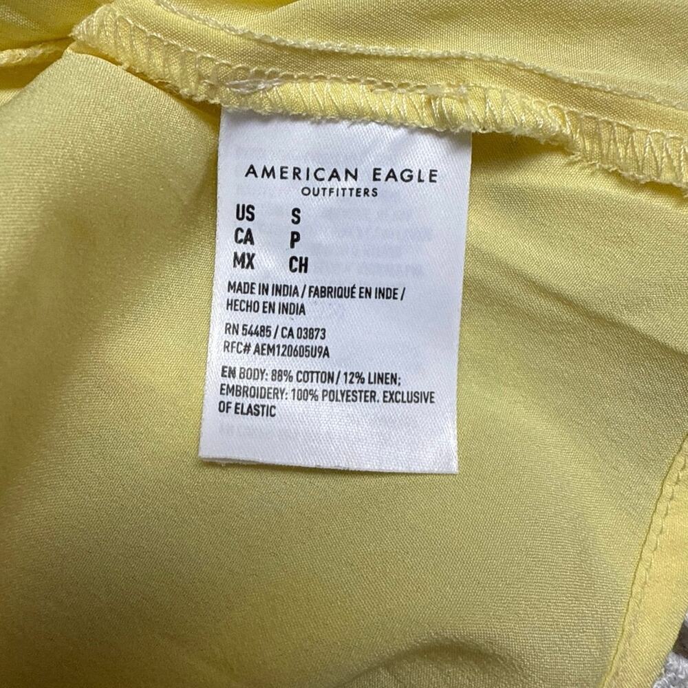 American Eagle Garden Party Wrap Dress Size Small Tiered Yellow Floral Cottage - Picture 6 of 8